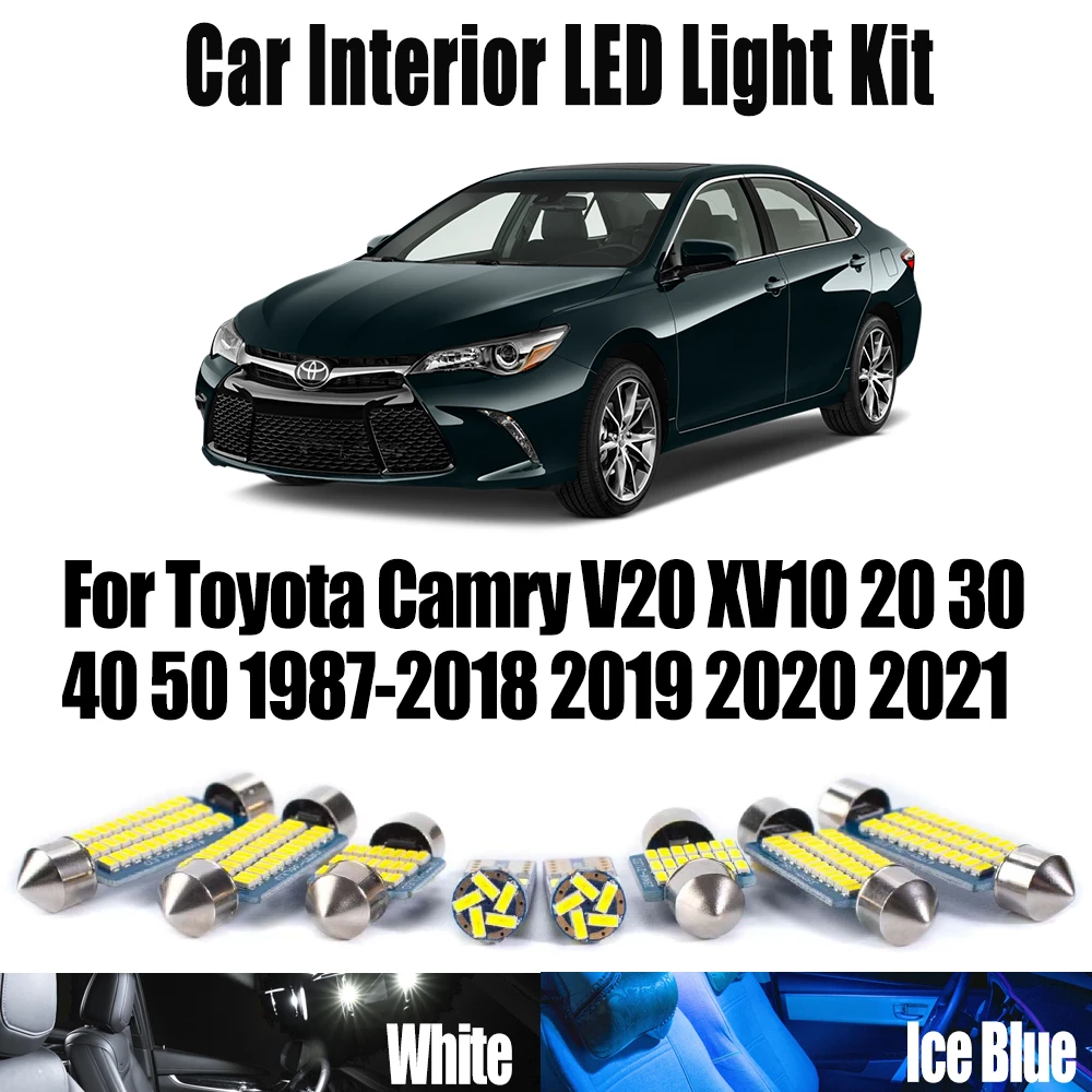 For Toyota Camry V20 XV10 20 30 40 50 1987- 2019 2020 2021 Accessories Canbus Car LED Interior Reading Map Dome Trunk Light Kit