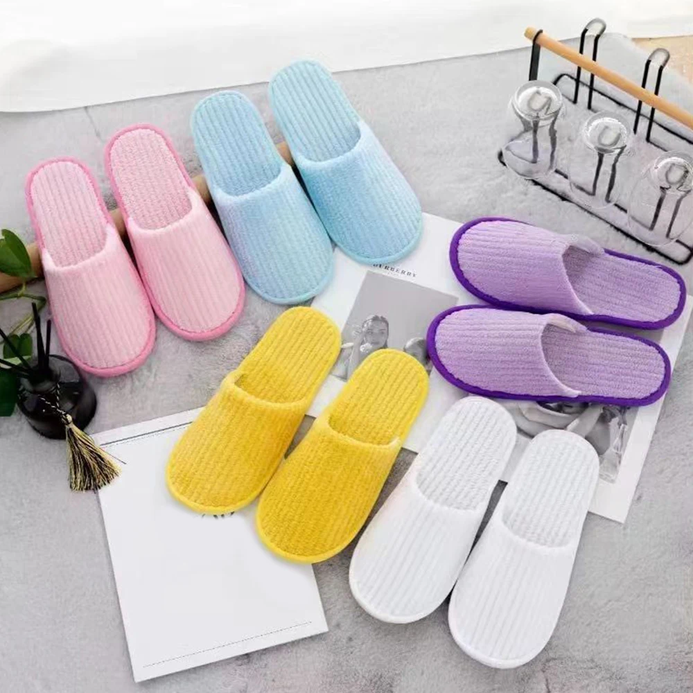 1 Pairs Winter Slippers Men Women Hotel Disposable Slides Home Travel Sandals Hospitality Soft Non-slip Slippers One Size