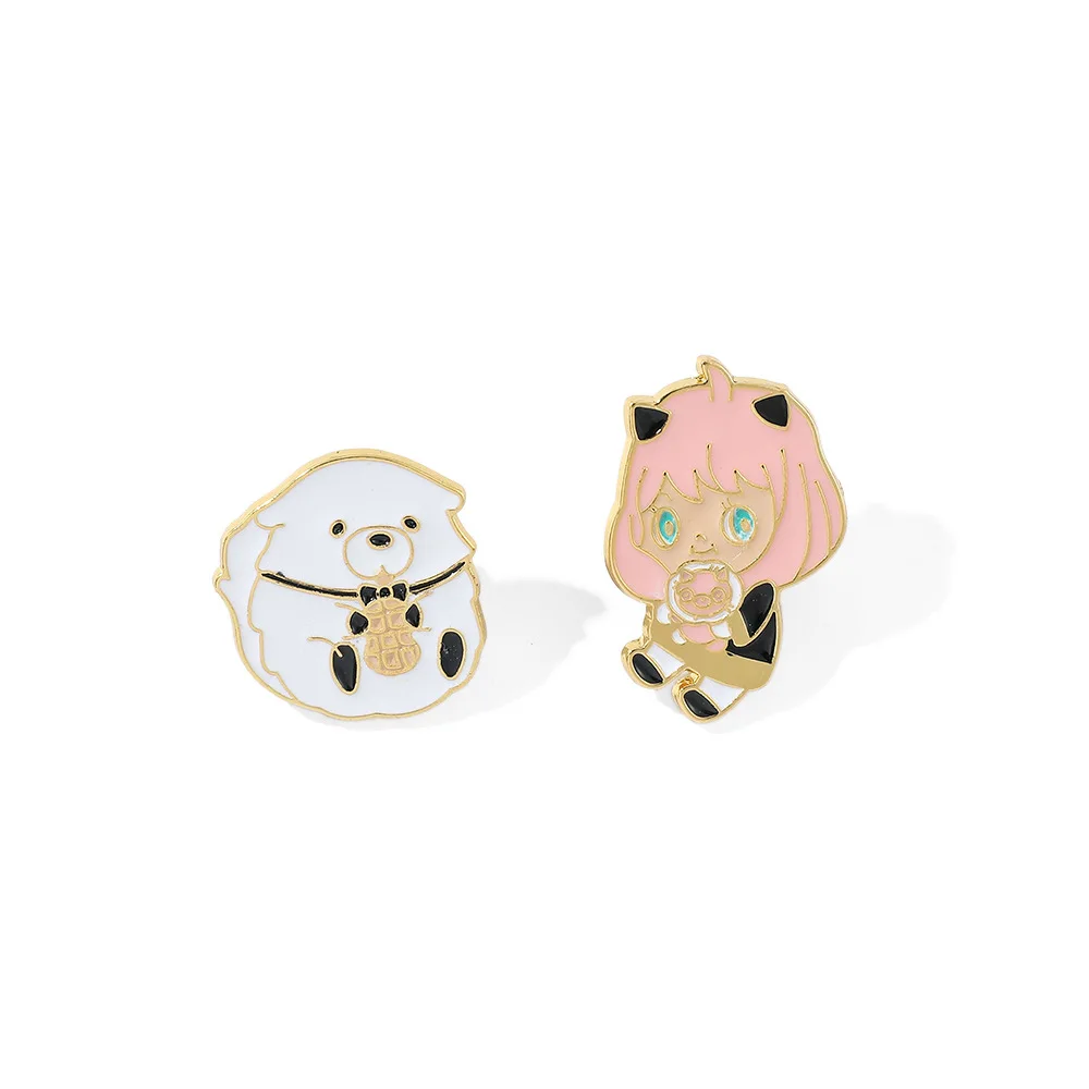

Anime SPYxFAMILY Fashion Enamel Brooch Kawaii Cartoon Figure Anya Forger Bond Forger Pins for Backpack Hand Bag Cute Accessories