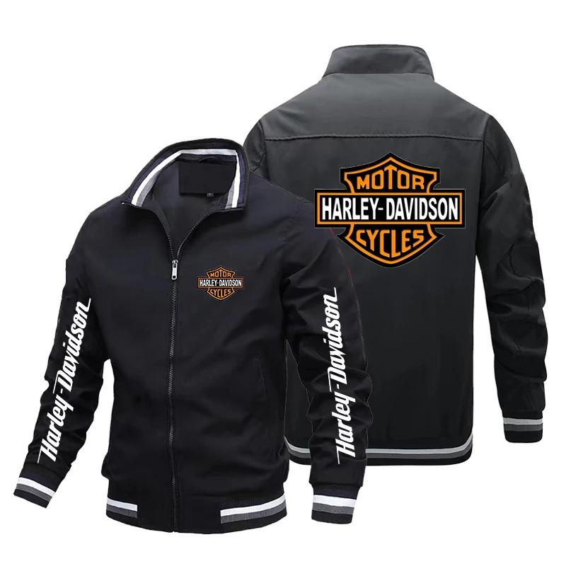 New Harley Davidson Spring Autumn Man Printing Motorcycle Jacket Outdoor Sports Lady Fashion Zipper Coat Trend Leisure Jacket
