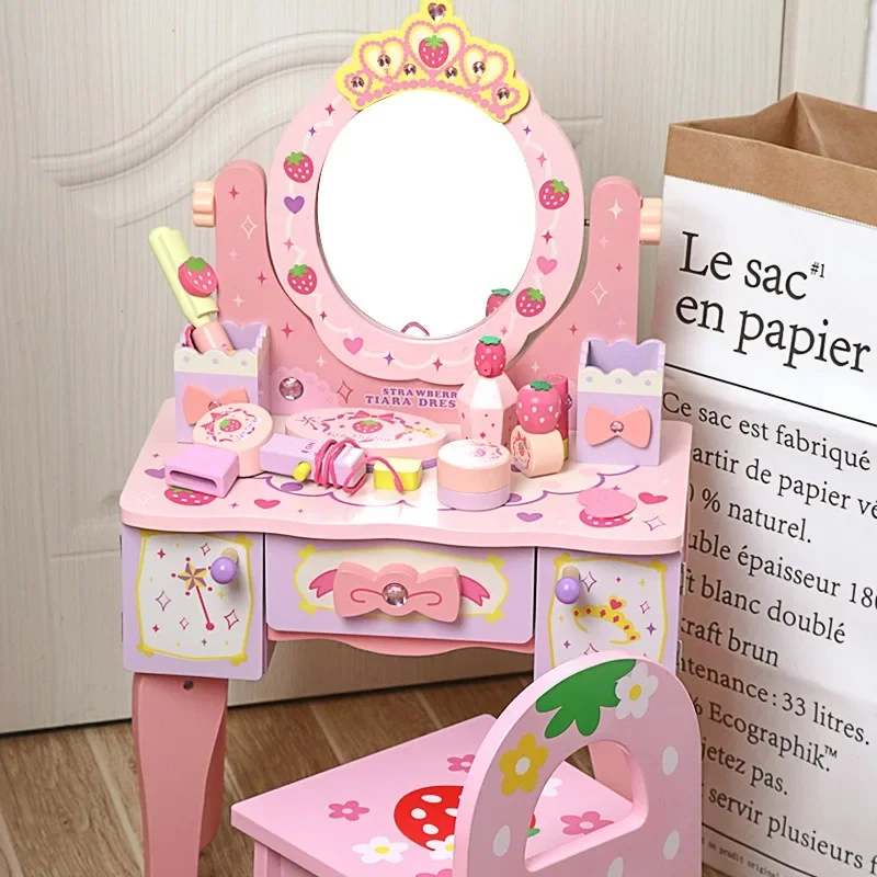 Girls' Children's Day Birthday Gift Simulation Dressing Table Play House Wooden Toy Set Development Intelligence High Quality