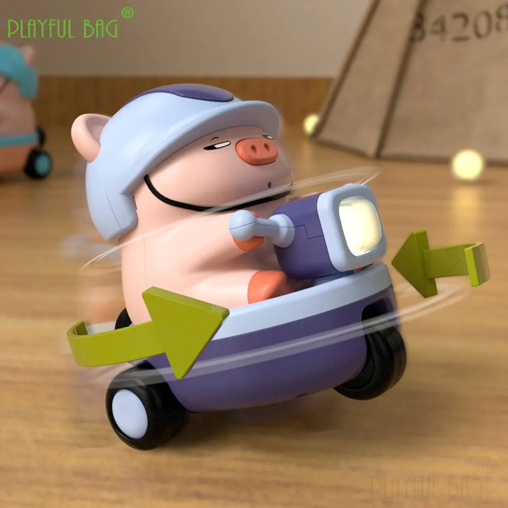 เด็กไฟฟ้าของเล่นเด็กหมุน Piggy รถจักรยานยนต์เพลงสนุกมือถือขับรถปริศนา Stunt รถสามล้อของขวัญวันเกิด VG218