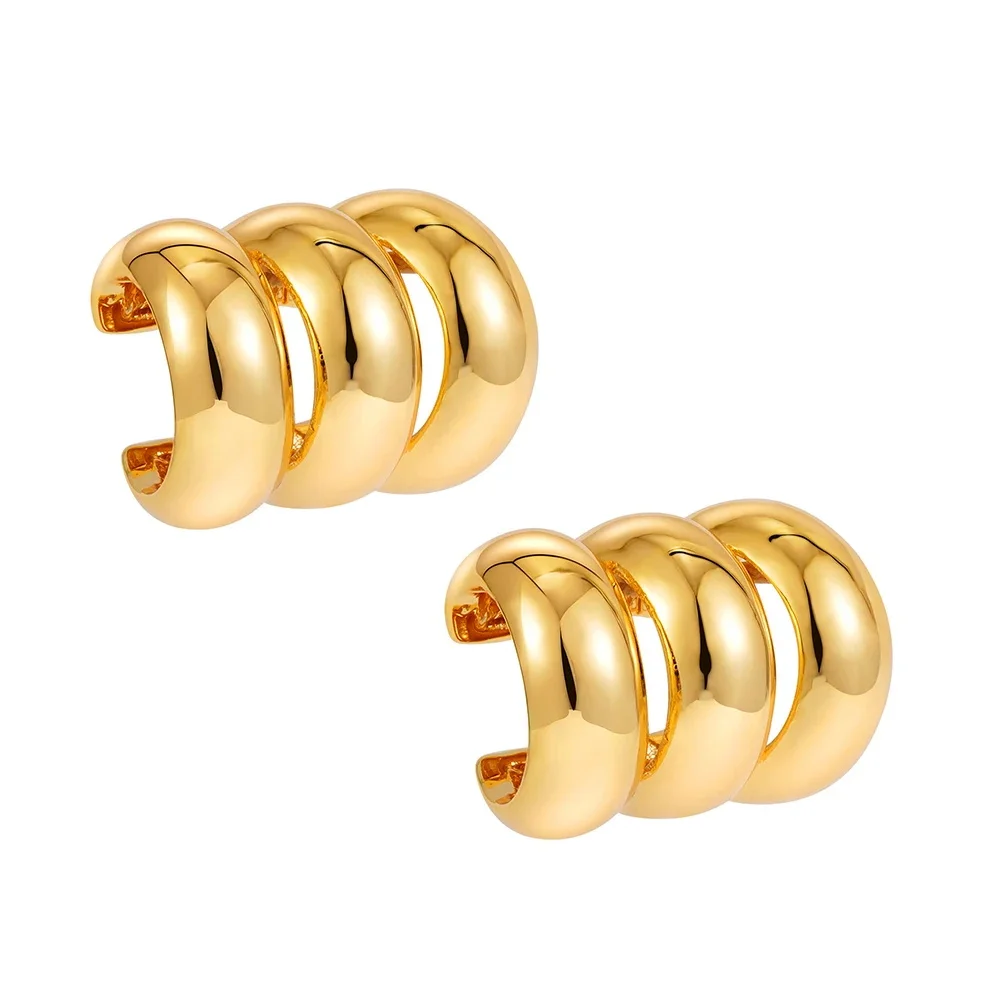 

Multilayer Wide Arch Hammered C Shape Earclips Clip Earrings Stainless Steel Charm Non Piercing Hollow Round Tube Ear Cuff Gifts