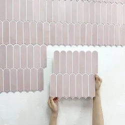3D Tile Stickers, Self-adhesive Pink Tile Backsplashes for Kitchen, Bathroom Walls, Water and Mold Resistant, Matt, 30x30cm