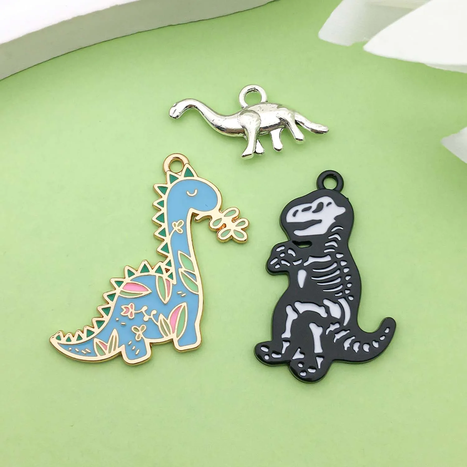 16/20pcs Cartoon Dinosaur Design Charms Alloy Metal Animal Pendants For DIY Bracelet Necklace Jewelry Making Accessories