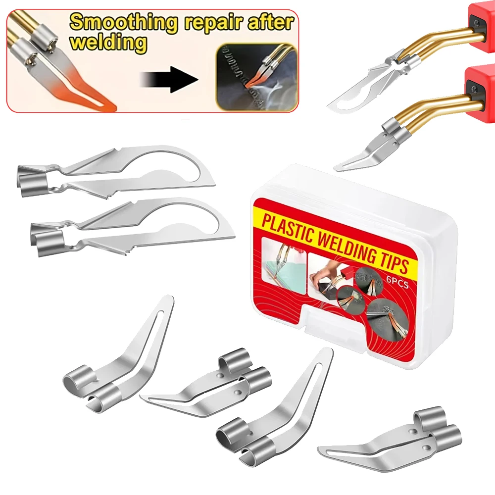 6 Pieces Multi-Functional Plastic Welding Machine Welding Head Set Soldering Repair Iron Smooth Head Welding Tool