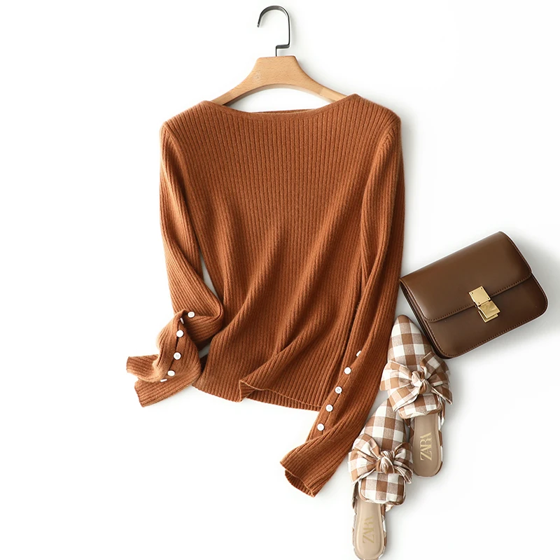 masigoch korean autumn winter fashion knitwear ribbed knit 100% cashmere loose sweaters