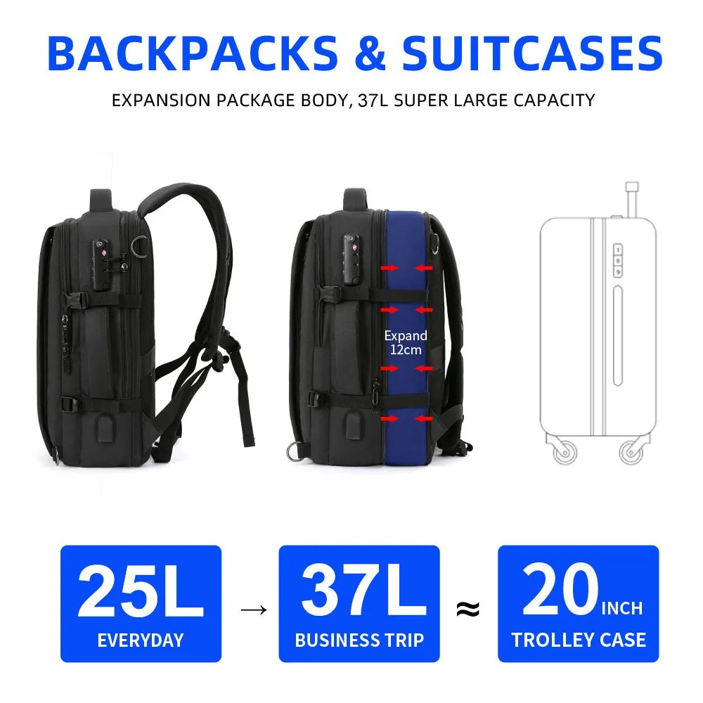 MATE ELAN Business Travel Double Compartment USB Charging Backpack Multi-Layer with Unique Digital Bag 15.6 Inch Laptop