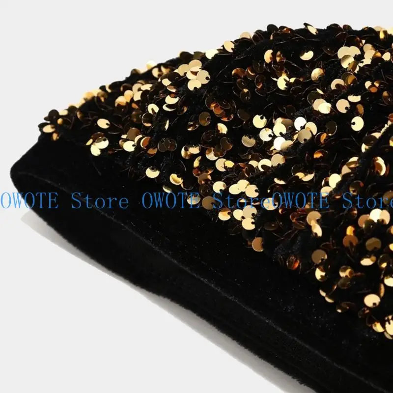

652F Stylish Sequins Hat Women Winter Hat Light Weight Elegant Winter Autumn Hat For Women Special Occasion