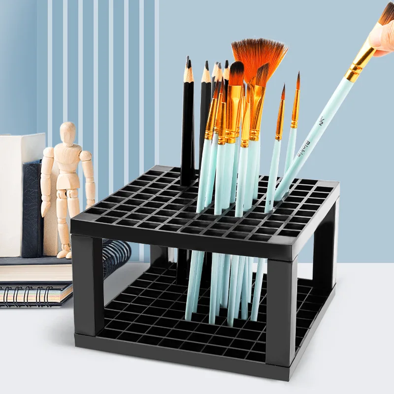 Detachable Plastic Pen Holder 96 Holes Paint Brush Holder Portable Pencil Stand Painting Brush Storage Storage Box Stationery