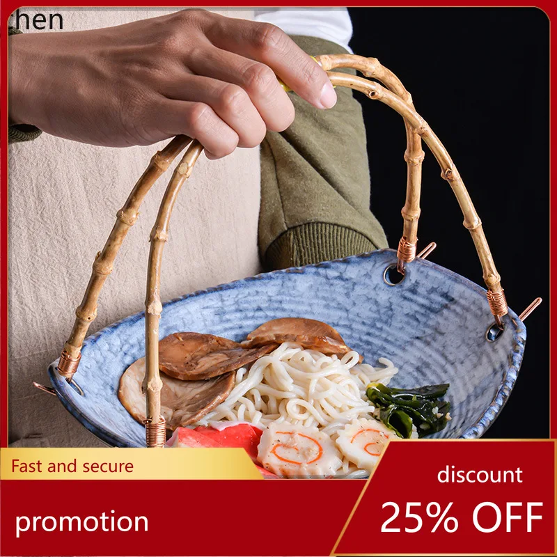 

Zml creative ceramic retro hanging basket fruit plate western food plate sushi plate