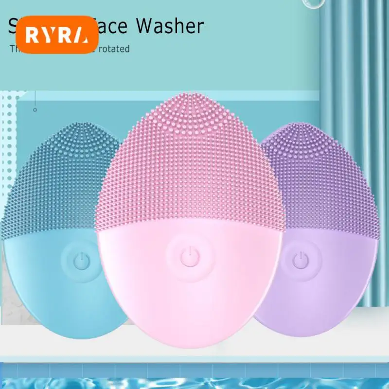 Electric Deep Pore Vibration Advanced Sonic Gentle Facial Brush Cleanser Silicone Brush Skin Massager Cleansing Efficient