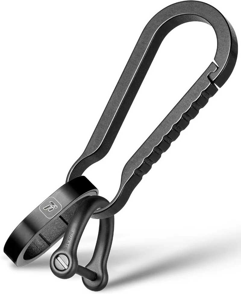 Titanium Alloy Side‑Push Key Clip with 2/3 Inch D‑Ring, Quick Release Key Ring EDC Key Organizer for Car Keys Men Daily Use