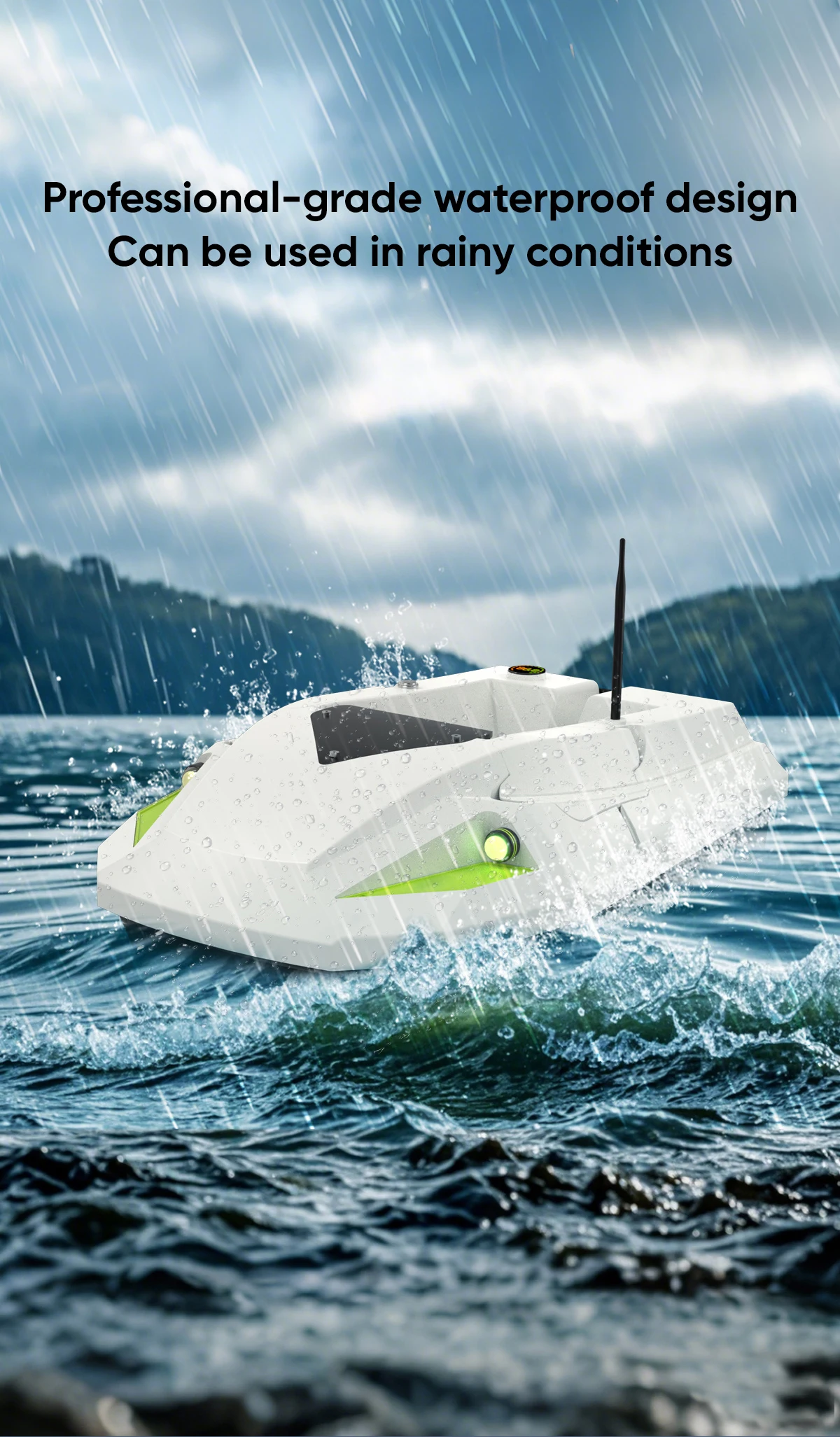 Single Compartment One-Hand Remote Control Fishing Bait Boat Accurate Positioning Version Bait Container