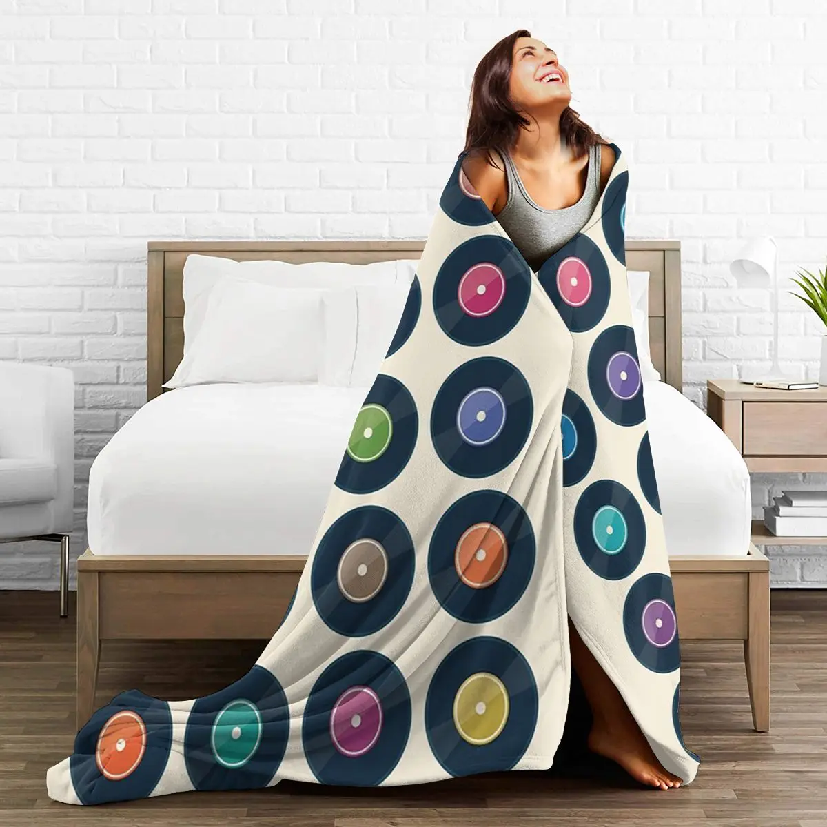 Vinyl Record Collection Blankets Fleece Breathable Sofa Throw Blankets For Couch Bedding Outdoor Throws Bedspread Quilt