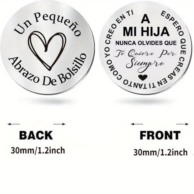 1PC Pocket Hug Token Keepsake Stainless Steel Double Sided Inspirational To My Son Daughter Gifts