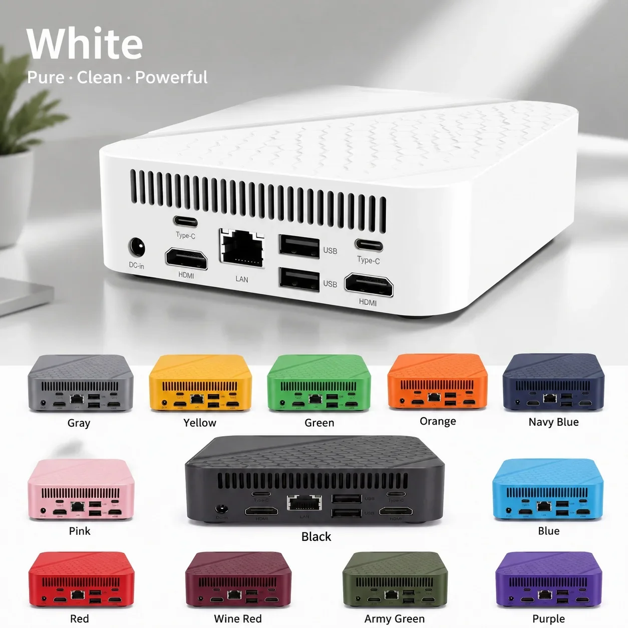 Mini PC Intel Core N150 Hexagon Texture Small Form Factor Mini Desktop Computer For Gaming Office Home Business Windows 11