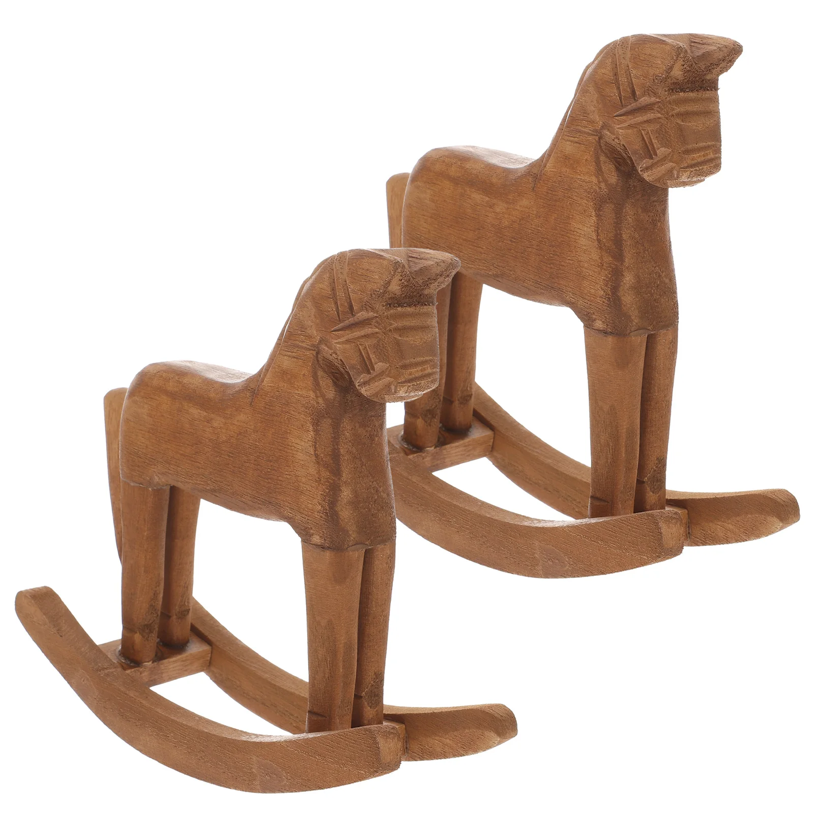 

2 Pcs Wooden Horse Table Decoration Lightweight Mini Toys nament Dollhouse Child Bedroom Office Gift Christmas