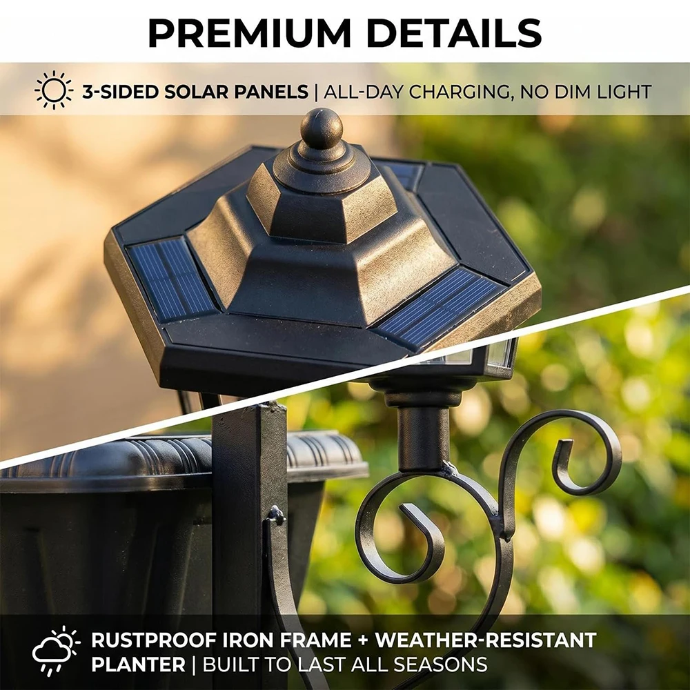 2pcs Solar Flower Pot Lights, Outdoor Welcome Lights for Doorway Decoration, Garden Lighting Decorative Lights, Small Garden Street Lights, Landscape Lights, Indoor Decorative Lights, Bottom Flower Pot for Planting Flowers