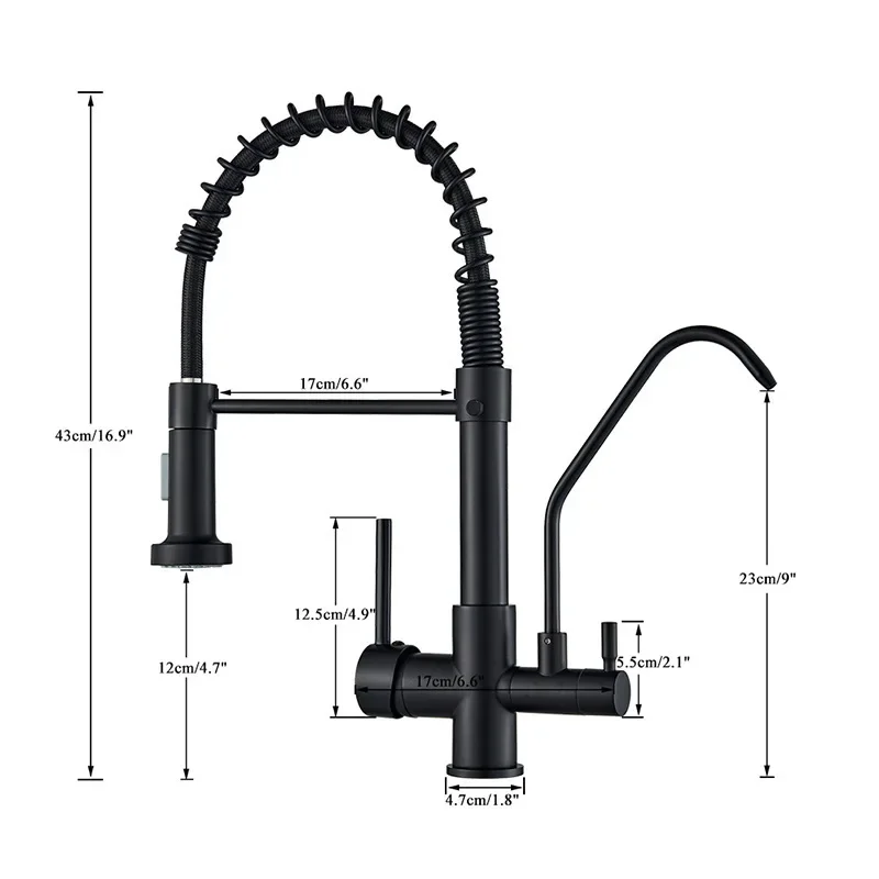 Black Pull Out Kitchen Faucet Water Filter Tap Brass Crane For Kitchen Deck Mounted Sink Faucet Mixer Nickel 3Way Kitchen Faucet