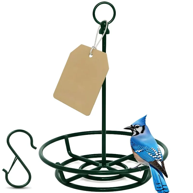 Cylinder Eater Holder Outdoor Hanging Feeder Accommodates Bird Food Cone with Perforated Wood Block Bird Food Cake