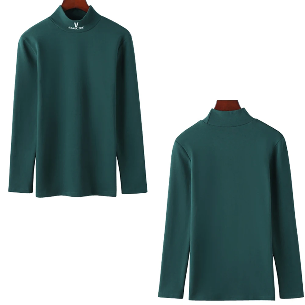 

Женская футболка с высоким воротником и длинными рукавами в корейском стиле, весенне-осенняя мода, легкий роскошный повседневный топ больших размеров с вышивкой