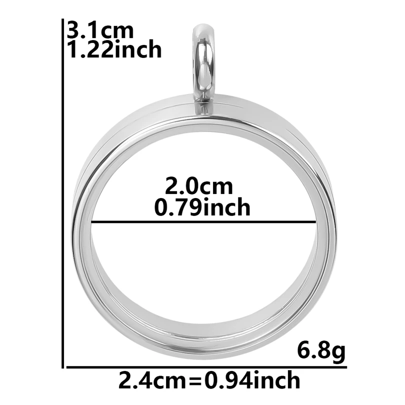 1Pc Round Coin Holder Floating Medallion Pendant, DIY Locket