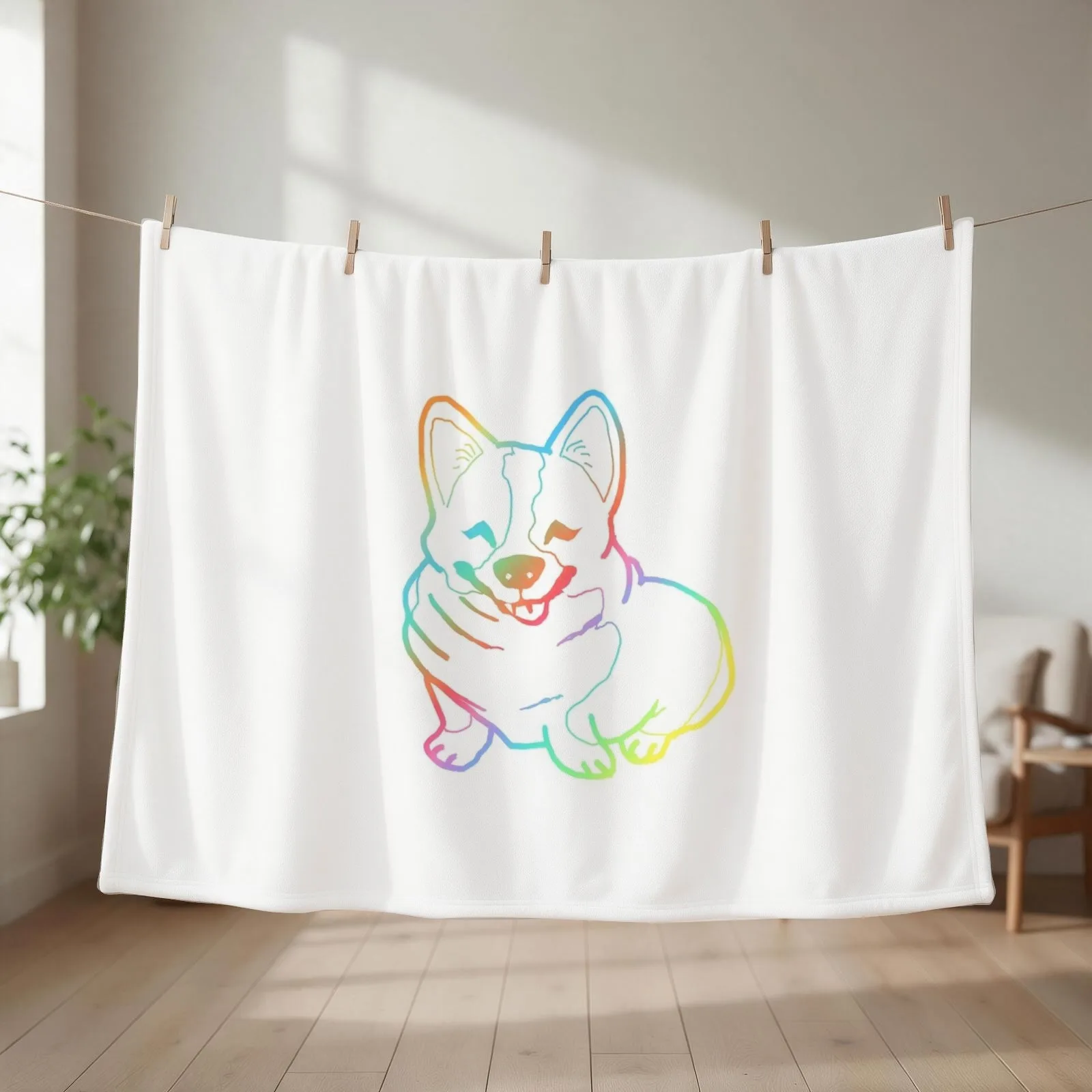 Holographic fat corgi magnet Throw Blanket couch cozy soft plush fuzzy picnic outdoor blanket