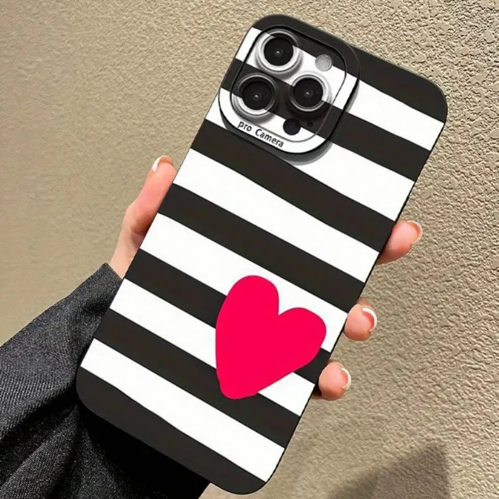 Zebra-Streifen Herz-Silikon-Handyhülle für iPhone 17 16 15 14 13 12 11 Pro Max Plus 7 8 XS XR 16e Stoßfeste Weiche TPU-Hülle – Detail 2