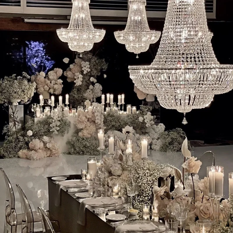 

Luxury French Crystal Chandeliers Chrome Large Size Ceiling Light for Living Room Wedding Staircase Hotel Lobby Villa Luminaire