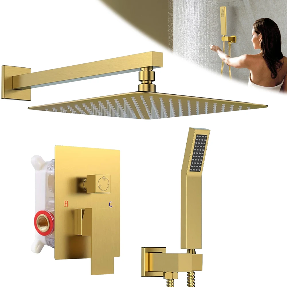 

10 Inch All-Copper Shower Head with Handshower Shower Combo Set Square Shower Head for Home Bathroom Accessories