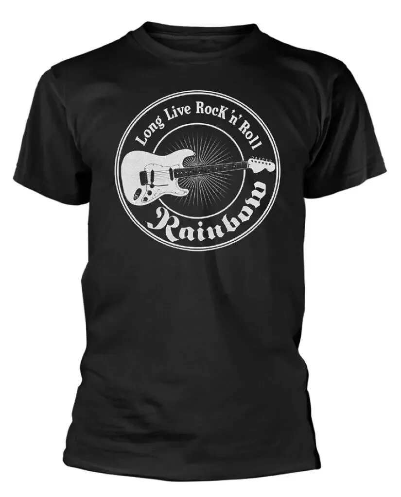 Rainbow Long Live Rock N Roll Guitar Black T Shirt New Official