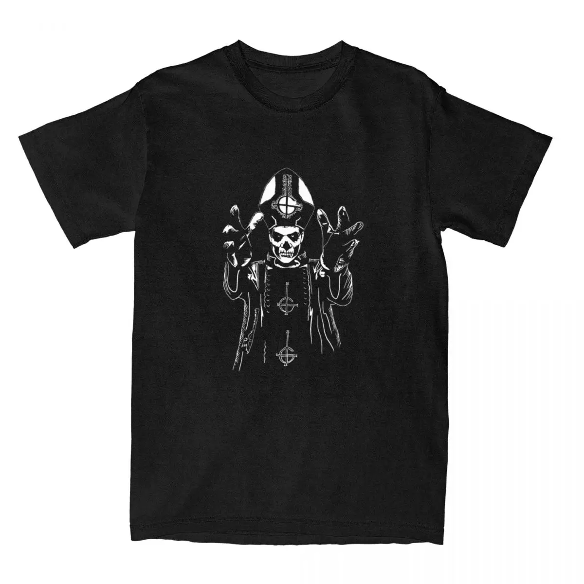 Awesome Ghost Papas Wrath T-Shirts for Men Round Collar Pure Cotton T Shirts Rock Band Short Sleeve Tees Summer Clothing