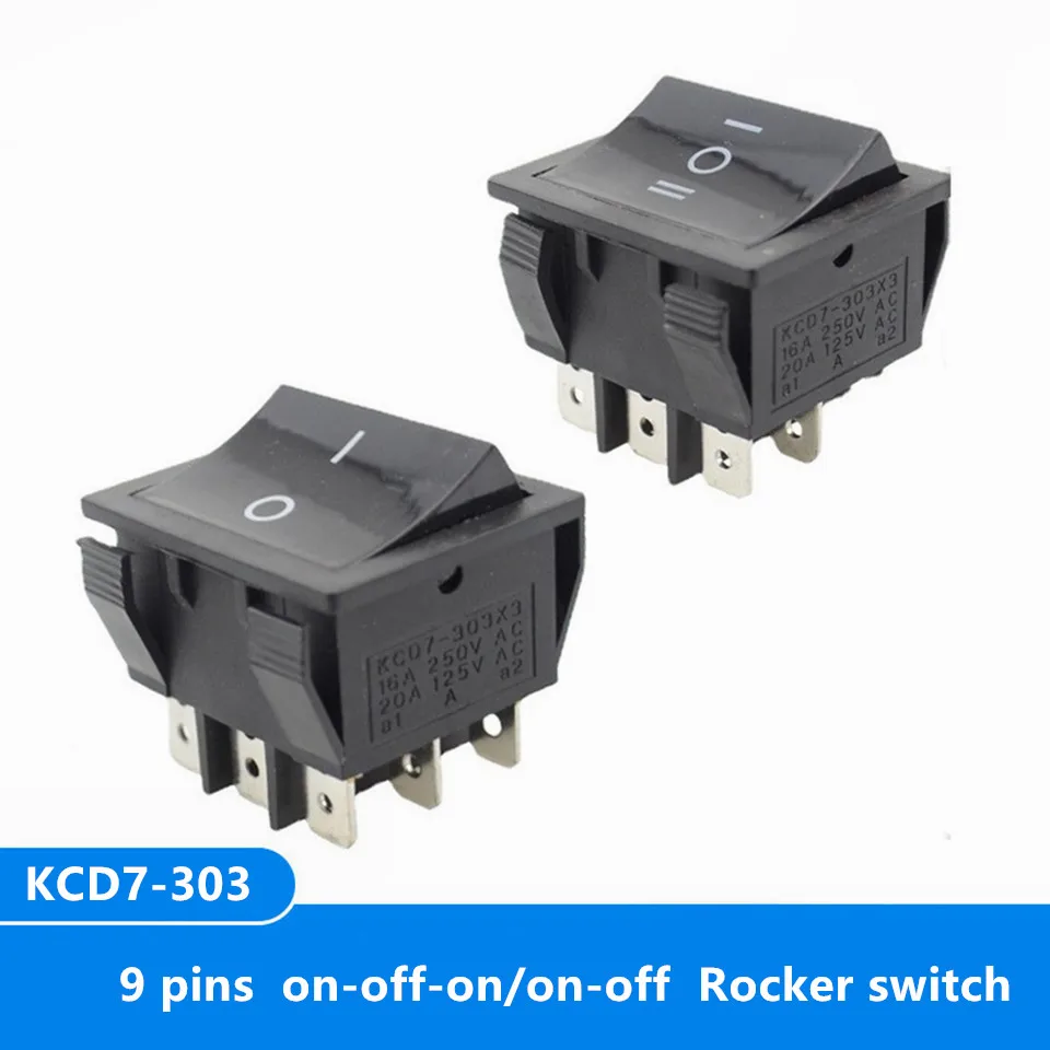 

1PCS Waterproof 16A 250V/20A 125VAC 9 pins on-off-on/on-off Rocker switch