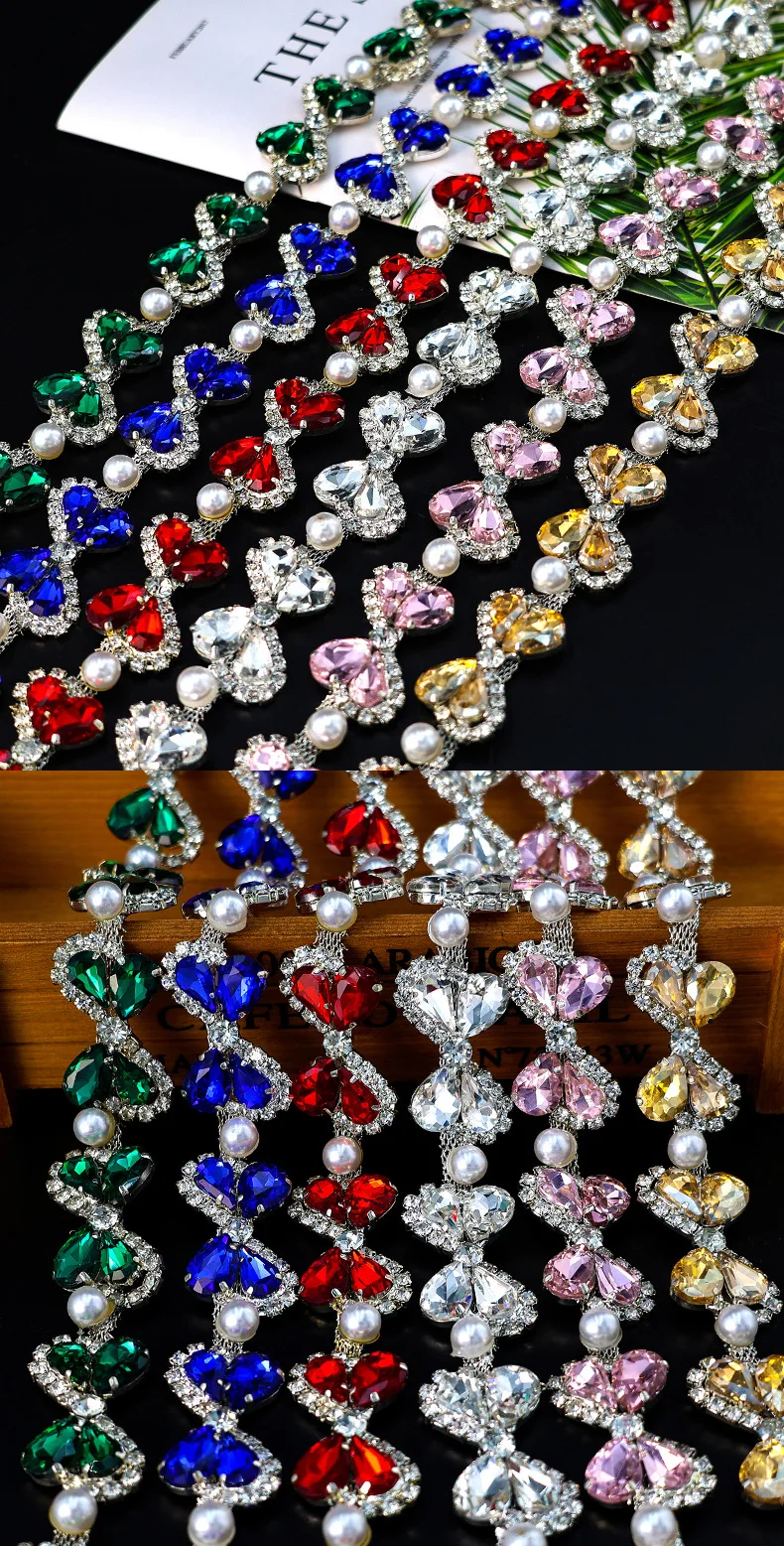 10 Yards Strass-Kettenbesatz, glänzender Kristall, Diamant-Zubehör, eingelegte Perlen, DIY-Handwerk, Geschenk, Dekoration, Diamant-Metallkette – Detail 2