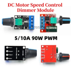 Mini módulo controlador de velocidad del Motor de CC, 5-12V, 5A/10A, 90W, PWM, DC4.5V-35V, regulador ajustable, interruptor de Control para lámparas LED