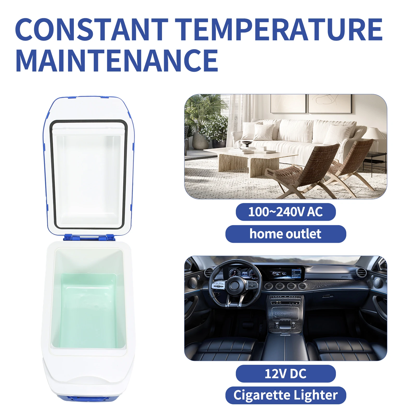 ثلاجة صغيرة محمولة للتخييم من IceBlue، 7 لتر/9 علبة مبرد ثلاجة ثنائي السيارة مع مقبس طاقة ولاعة السجائر بتيار مستمر 12 فولت