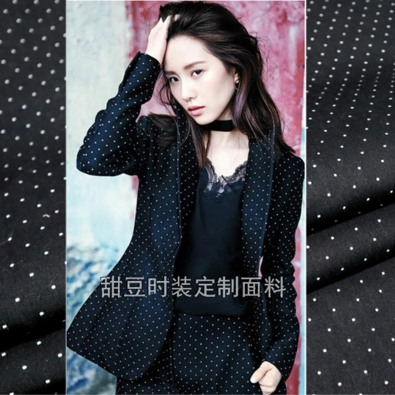 Wool Yarn Dyed Jacquard Fabric Polka Dot Coat Dress European Brand Fashion Design Sewing Wholesale Material Cloth by the Meter