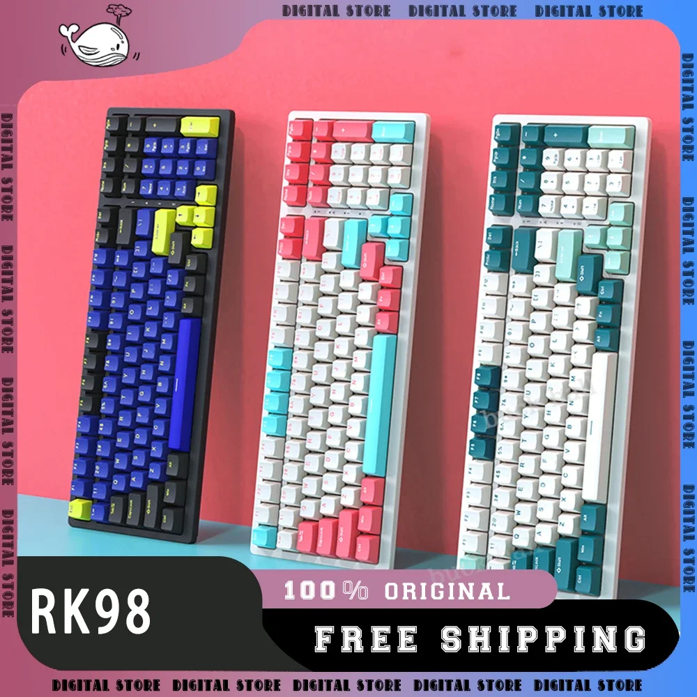 

RK98 Mechanical Keyboard 3mode USB/2.4G/Bluetooth Wireless Keyboard 98% Layout RGB Light Hot-Swap100 Keys Gaming Keyboads Gifts