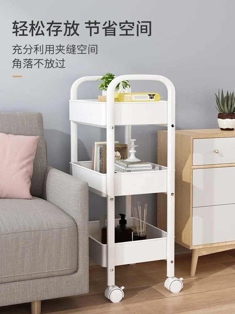 Trolley Rack Floor Multi-Layer Bedroom Snack Storage Shelves Bathroom Mobile Organizing Rack Artifact