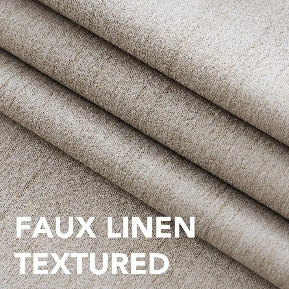 グレーのコーティングが施された完全遮光カーテン84枚、100％遮光、断熱、リビングルーム用2枚セット、ナチュラル