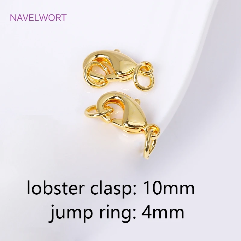 Messing 18K vergoldeter 10/12mm Karabinerverschluss mit geschlossenem Ring, Verschluss für Schmuck, Karabinerverschlussverbinder, Zubehör für Schmuck – Detail 28