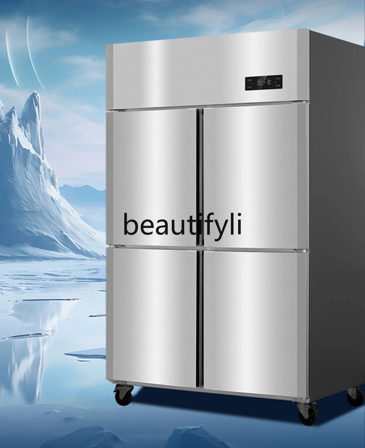 Commercial Freezer Vertical Four Door Double Temperature Refrigeration Freezing Air Cooled Stainless Steel Freezer