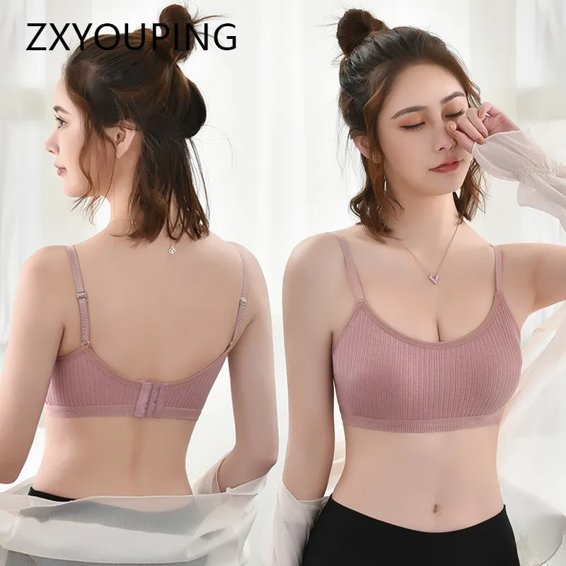 2PCS Threaded Cotton Bra Kit No Steel Ring Seamless 3D Bra, Sexy Backless Push-up Bra, Comfortable Anti-vibration Sports Bra Top