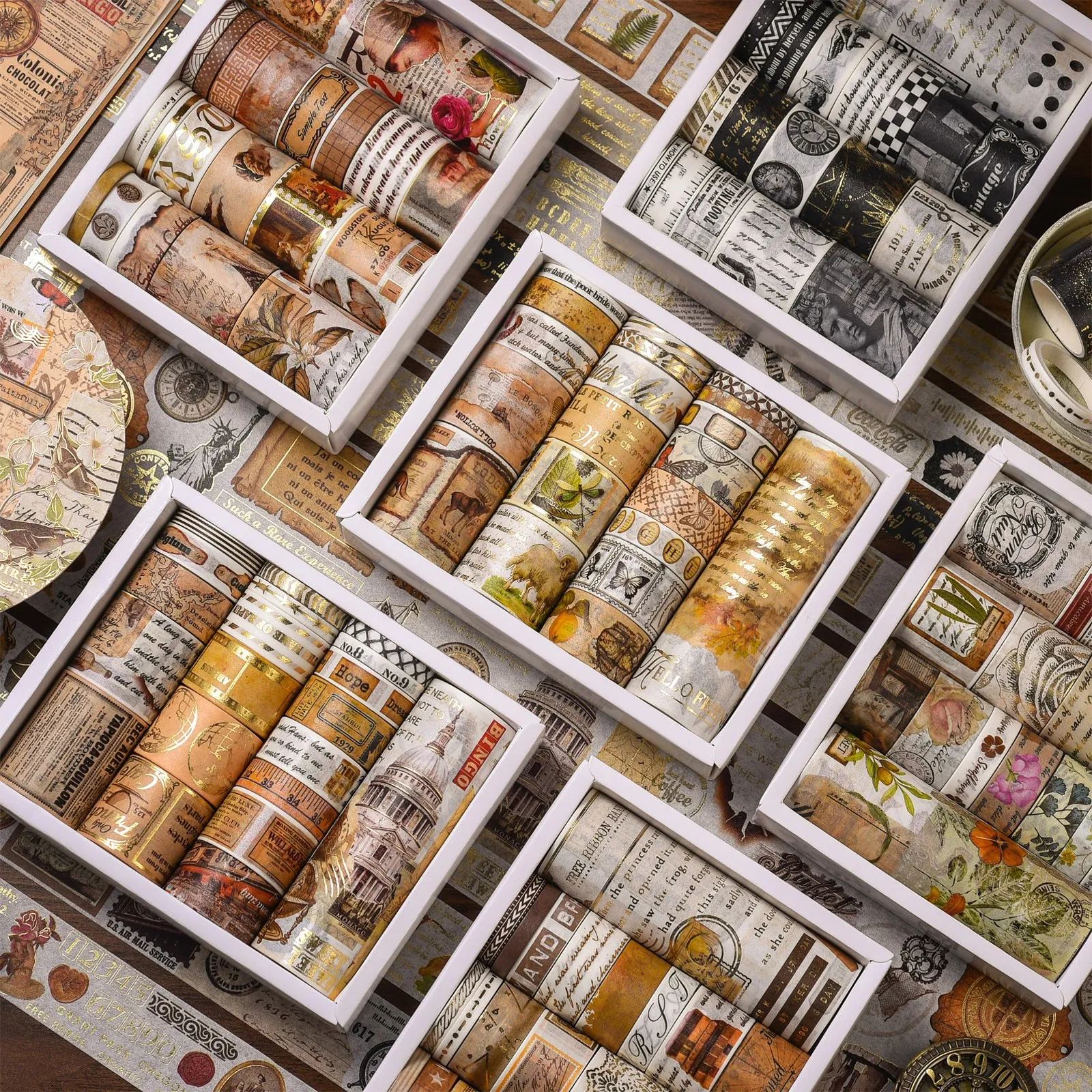 

20 рулонов винтажных искусственных цветочных букв, бабочки, грибов, растительные перезаписываемые декоративные ленты для скрапбукинга