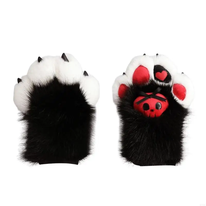 Q39C Cosplay Animal Paws Handschuhe Plüschklauenhandschuhe für Girl Boy Adult Cosplay Party,