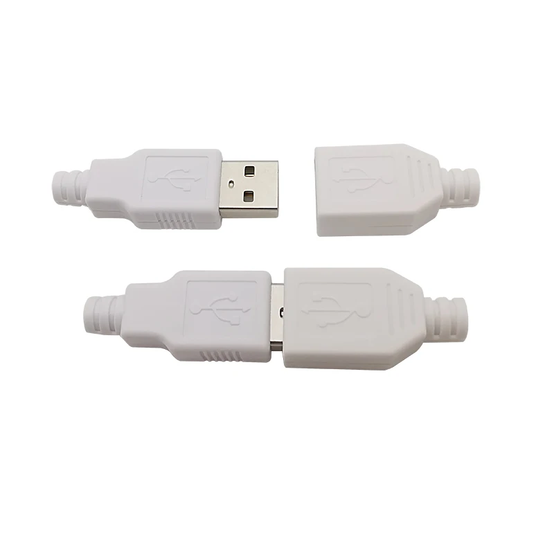 10Pcs USB 2.0 Type A Male Plug/Female Socket 4 Pin Soldering Connector With Black/White Plastic Housing USB DIY Assembly Adapter
