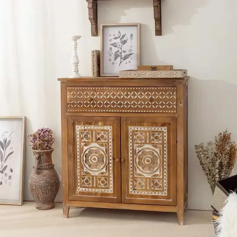 American country retro chest bedroom living room against the wall multi-functional old storage restaurant home storage