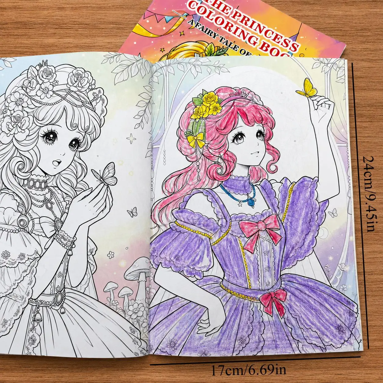 Princess Coloring Book 32 Pages, Beautiful Princess Activity Drawing Book for Kids, Stress‑Relief Colouring Workbook Gift