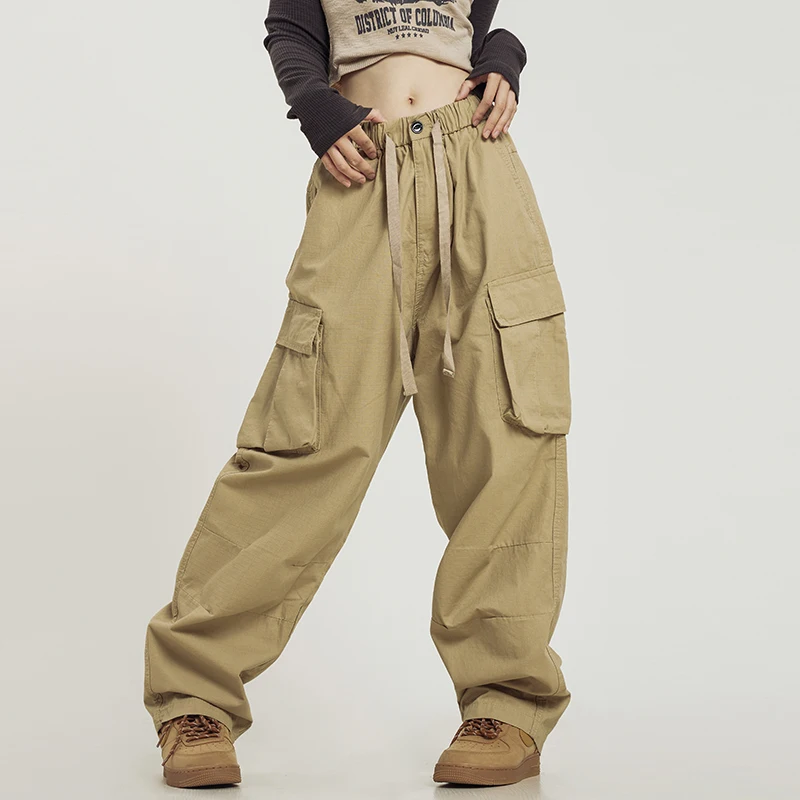 

American Retro Multi-Pocket Cargo Pants Men and Women Street Fashion Loose Casual Drooping Wide-Leg Pants Mopping Floor